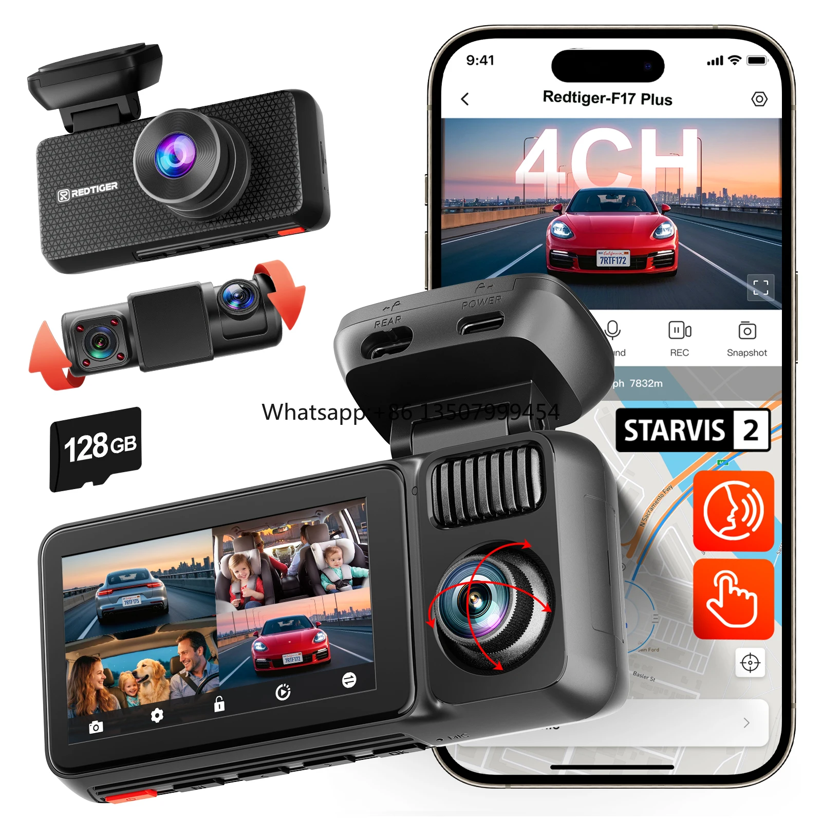 Dash Cam With Parking Monitor - Distribütör F17 Plus Mini Dokunmatik Ekranlı