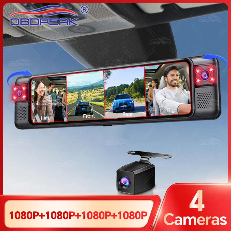 Dash Cam Night Vision Infrared - OBDPEAK D75 4 Kanallı 11 inç