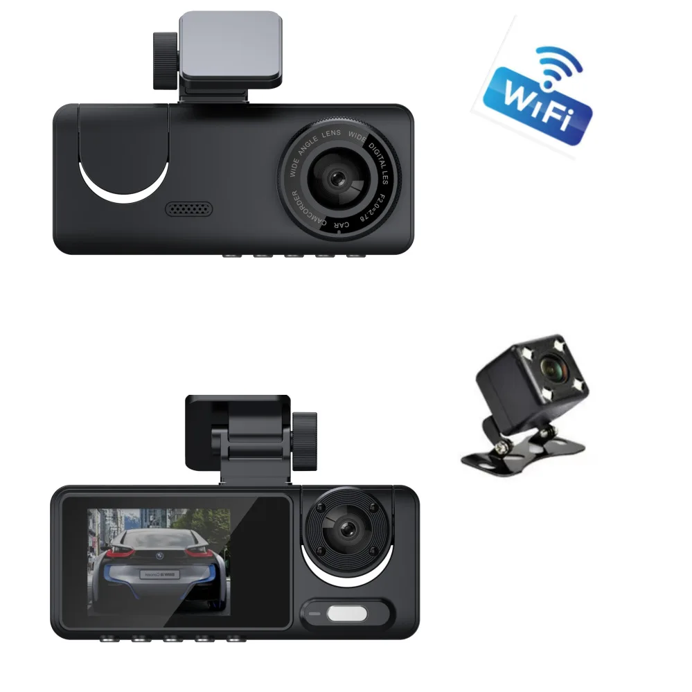 Dash Cam Night Vision Infrared - XZY 3 Kanallı 1080P WiFi Araç