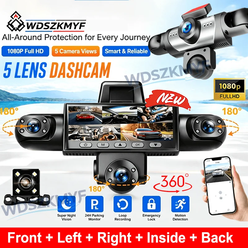 Dash Cam 360 Degree Panoramic - Yükseltilmiş 3/5 Kanallı 360 Derece Araç