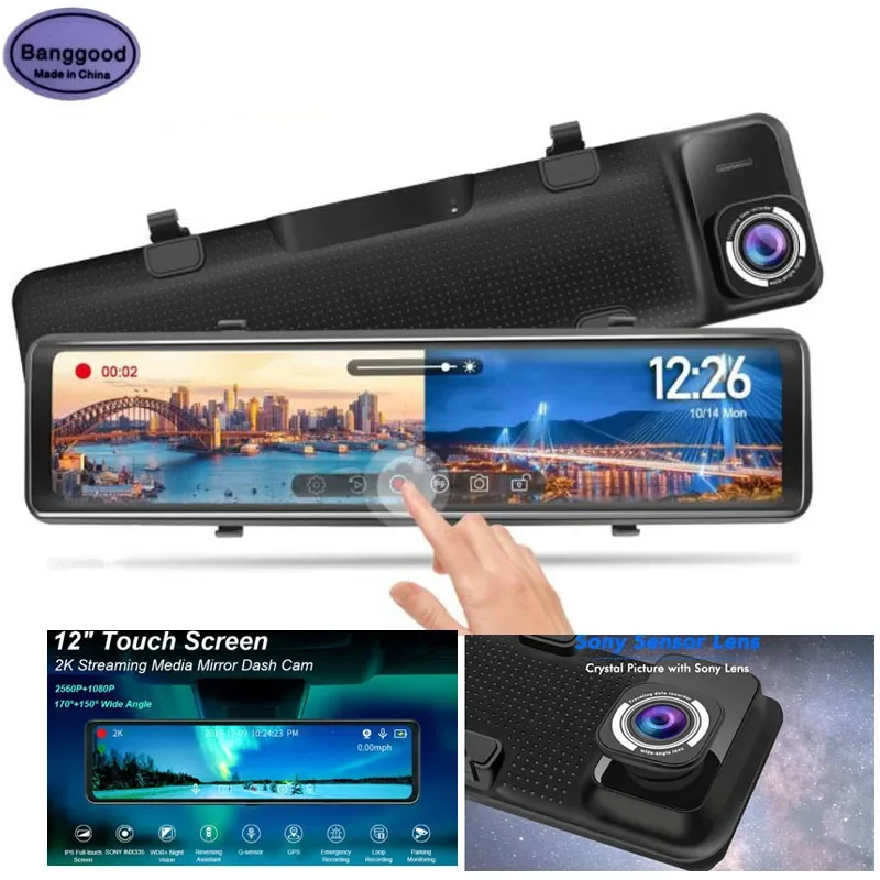 Dash Cam Rear View Mirror 12 Inch - L126 2K Dashcam 12 İnç Akış