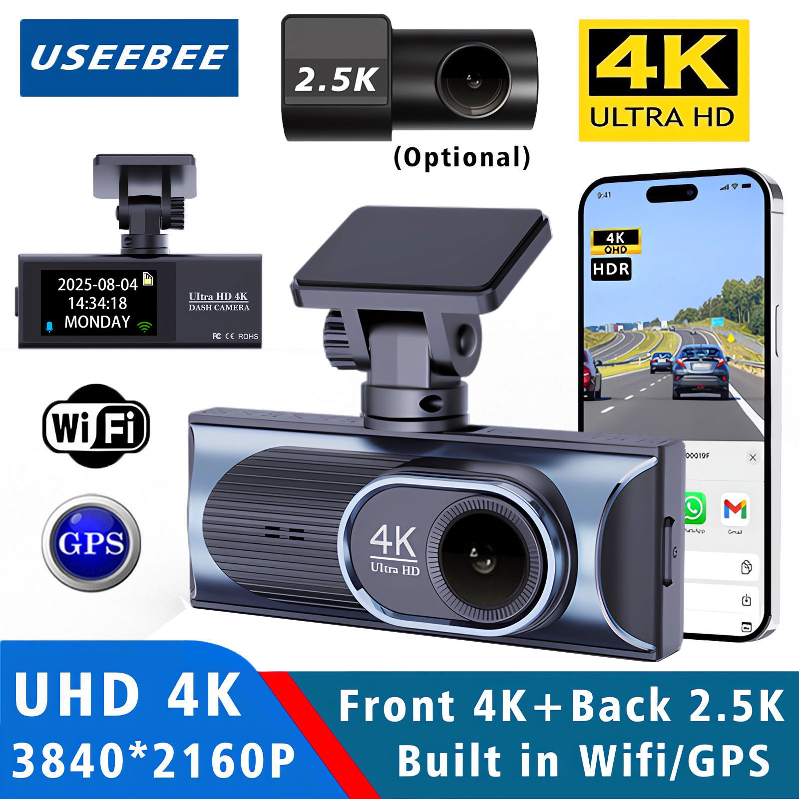 Dash Cam 4K Sony Starvis - Ultra HD 4K 3840*2160P Araç Kamerası