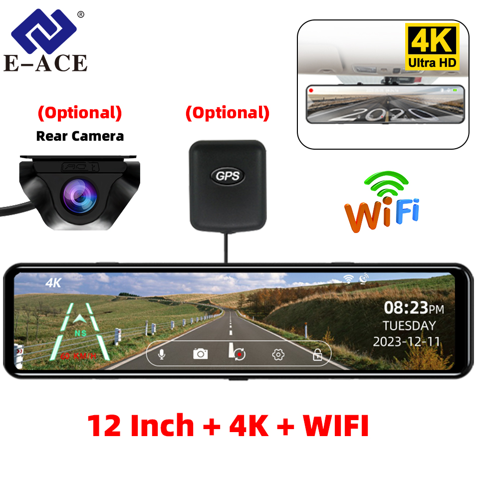 Dash Cam Rear View Mirror 12 Inch - 4K Dikiz Aynası Araç Kamerası Kaydedici