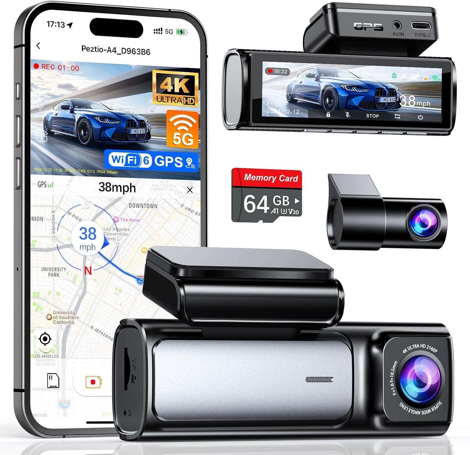 Dash Cam Front And Rear 4K - Ön Arka Araç Kamerası 4K 25K