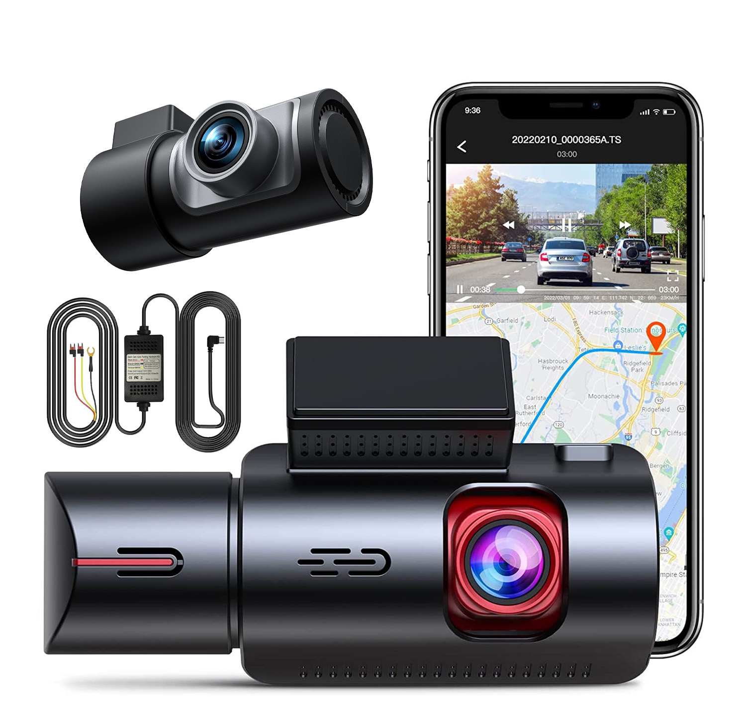 Dash Cam 3 Channel 1080P - 4K+1080P+1080P 3 Kanallı Çift Lensli Araç