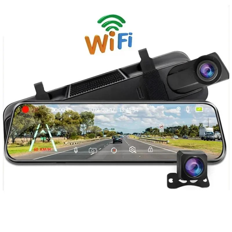 Dash Cam Front And Rear 4K - 4K10'' dokunmatik ekran dikiz Dash kamera