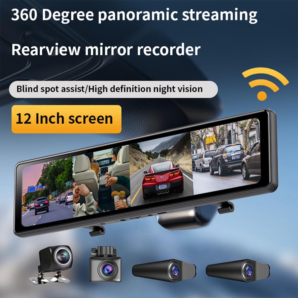 Dash Cam Rear View Mirror 12 Inch - 12 inç dikiz Dash kamera 1080P