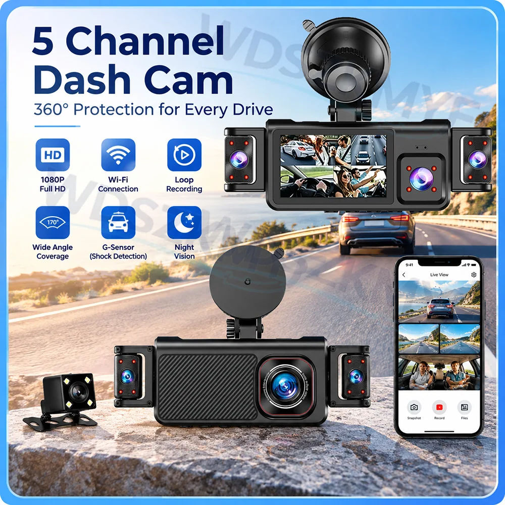 Dash Cam 360 Degree Panoramic - 5 Kamera 360 Derece Araç DVR