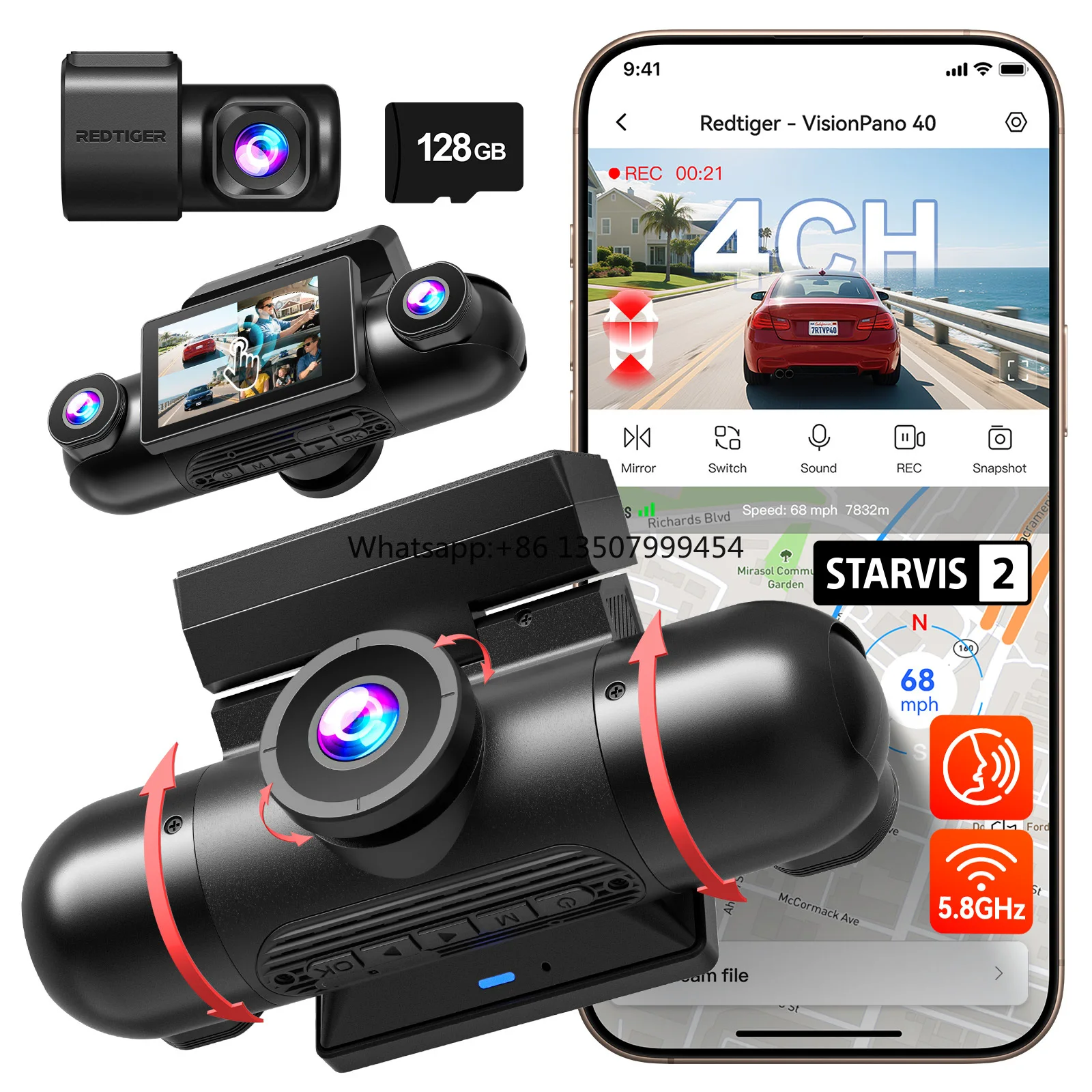 Dual Dash Cam With Gps Wifi - Distribütör VP40 2.5K*2+1080P*2 Çift Kameralı Araç