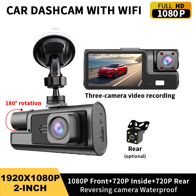 Dash Cam Night Vision Infrared - 3 Kameralı 1080P Araç DVR Ön