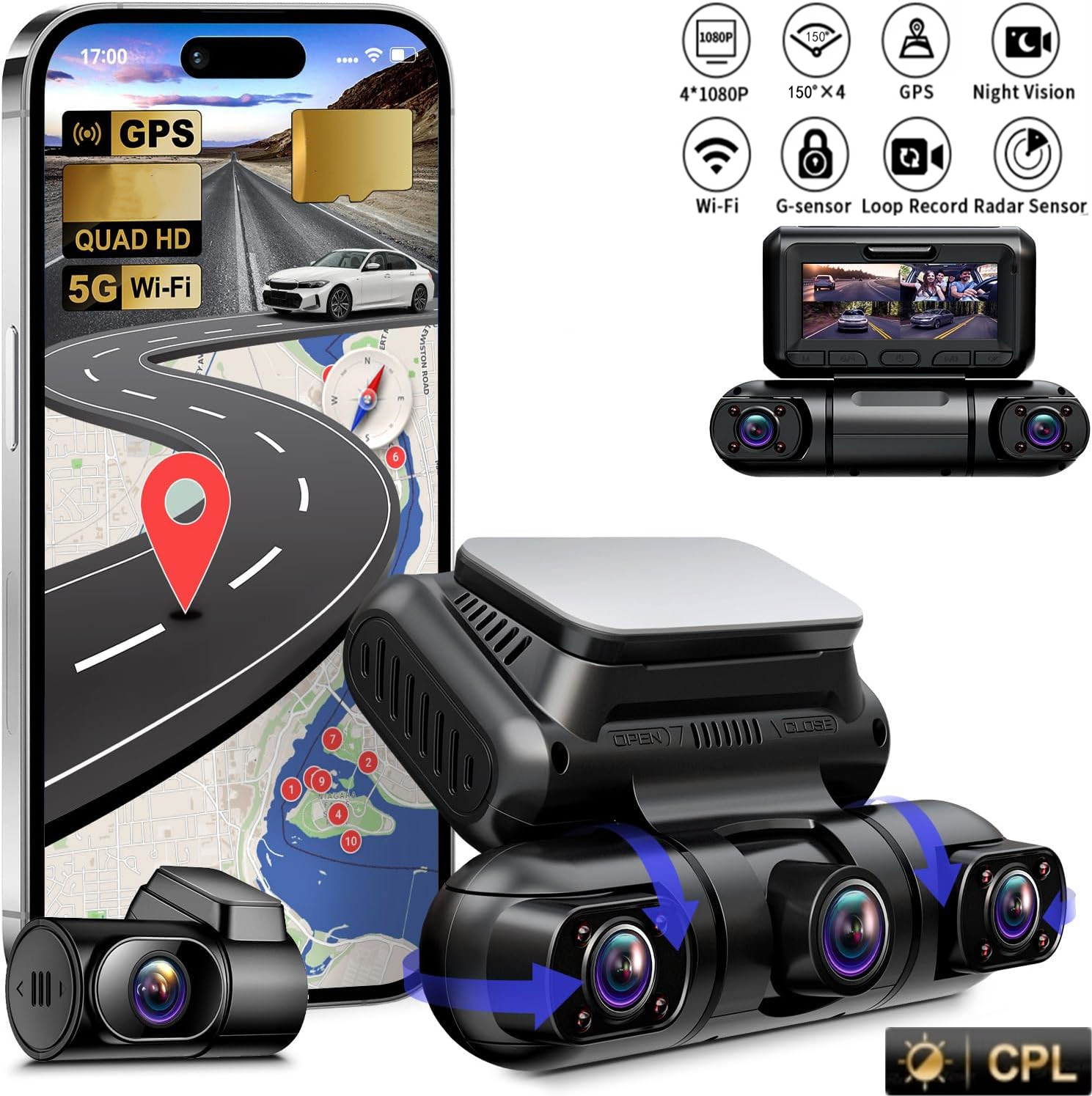 Dash Cam Night Vision Infrared - 360 ° Panorama Araç Kamerası 4