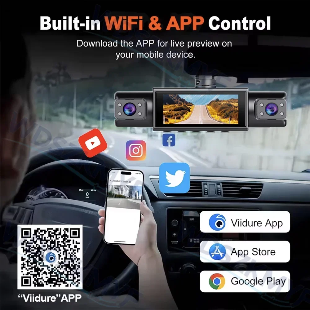 WiFi 4 Kanallı Araç Kamerası A - Dash Cam 3 Channel 1080P incelemesi ve fiyatı