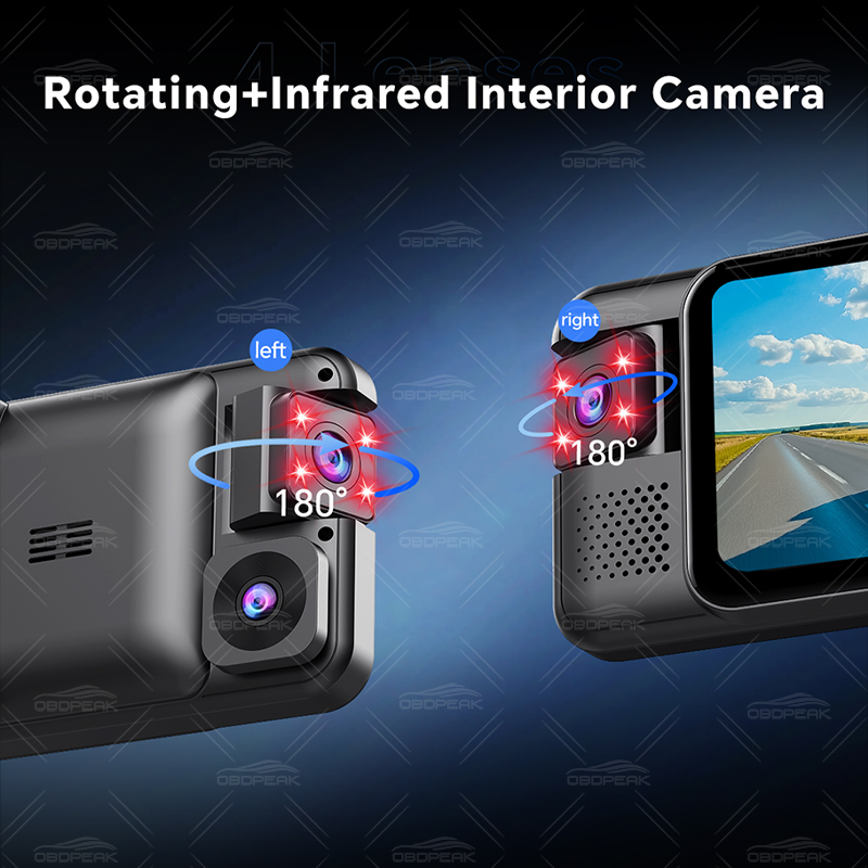 OBDPEAK D75 4 Kanallı 11 inç 1 - Dash Cam Night Vision Infrared incelemesi ve fiyatı