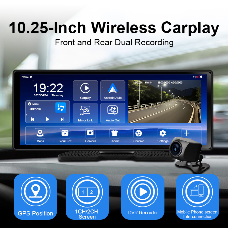 10.25 inç WIFI Android Carplay - Dual Dash Cam With Gps Wifi incelemesi ve fiyatı