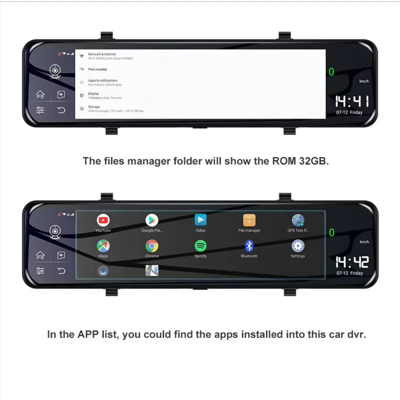 12 İnç Araç DVR Dikiz Aynası 4 - Dash Cam Rear View Mirror 12 Inch incelemesi ve fiyatı