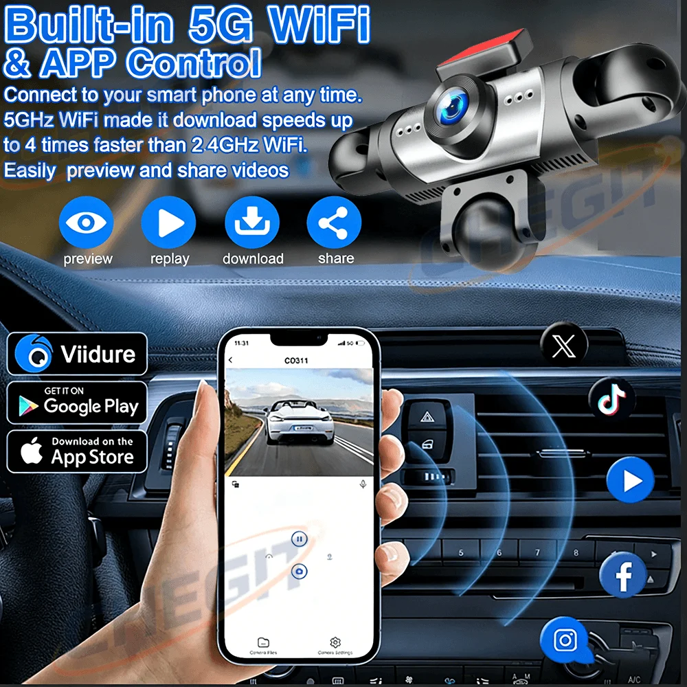 Yükseltilmiş 3/5 Kanallı 360 D - Dash Cam 360 Degree Panoramic incelemesi ve fiyatı