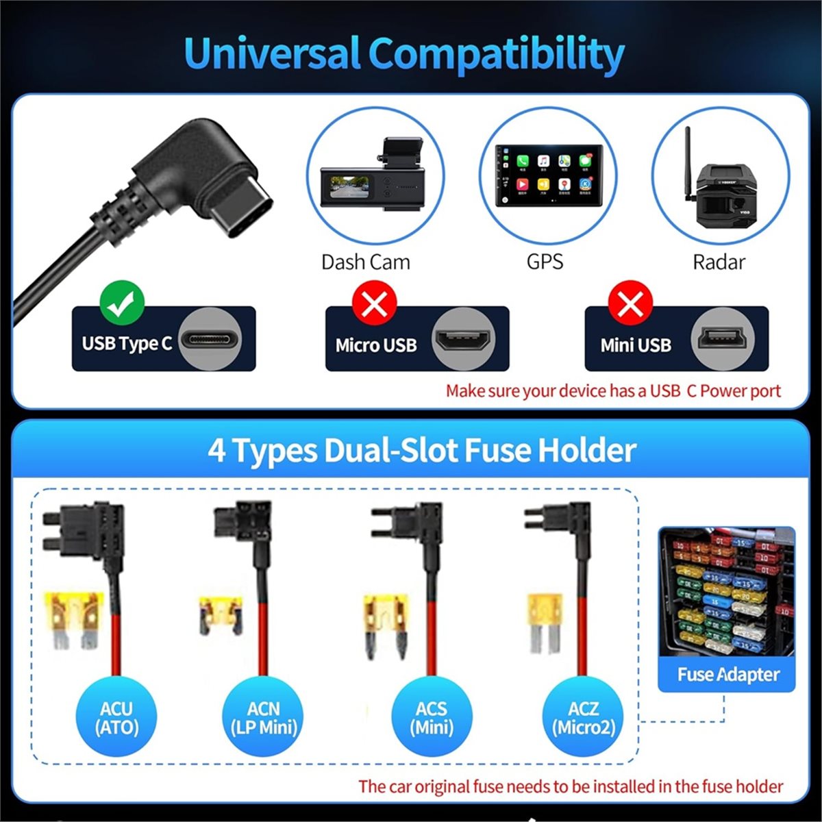 SWXF Evrensel USB-C Araç Kamer - Dash Cam Hardwire Kit incelemesi ve fiyatı