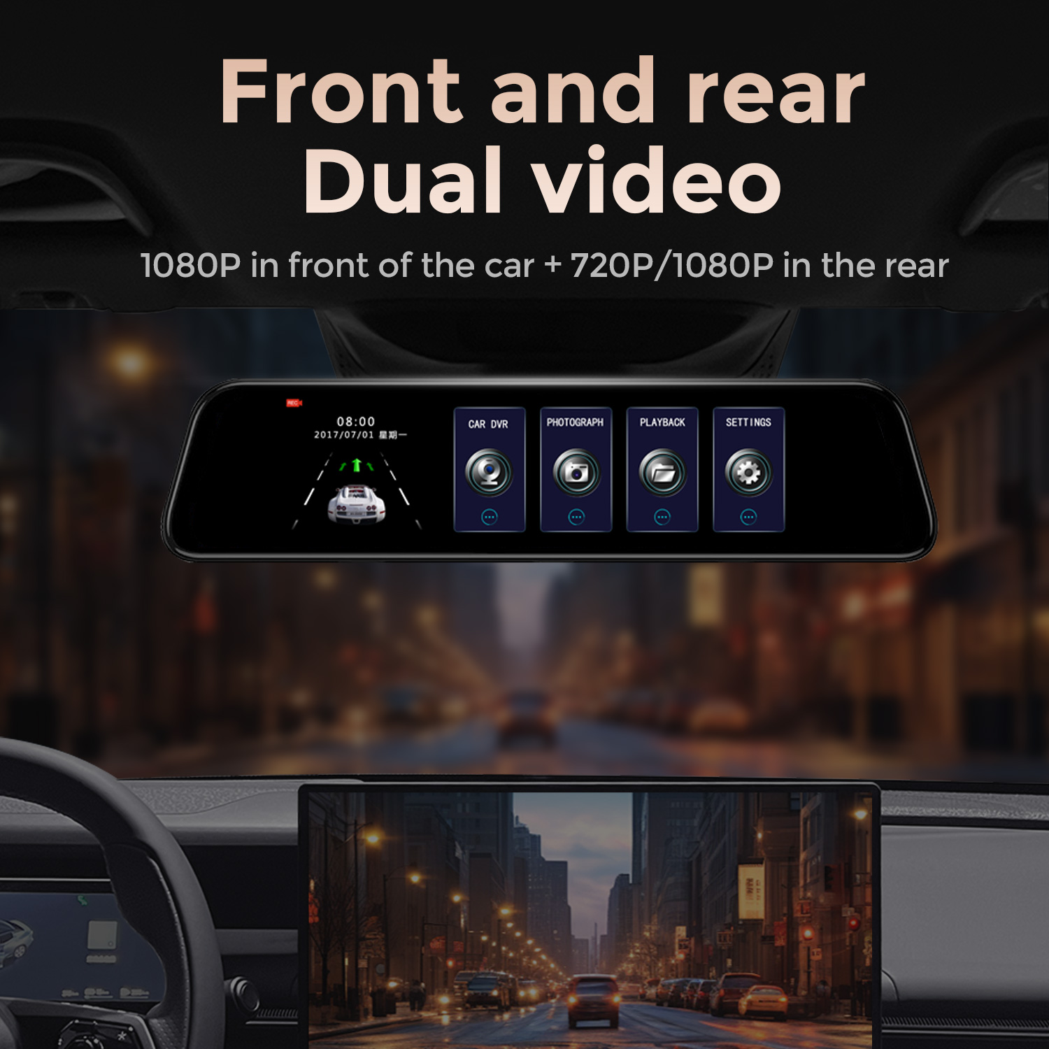 Yeni 10/12 inç Kayıt Cihazı ay - Dash Cam Rear View Mirror 12 Inch incelemesi ve fiyatı