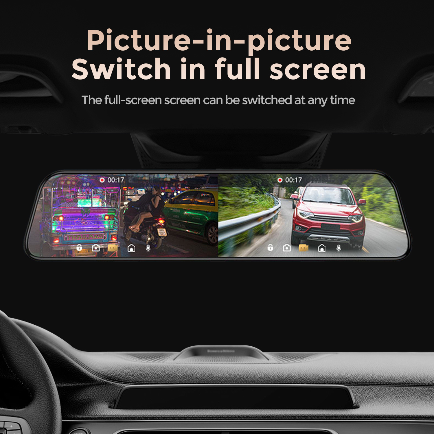 Yeni 10/12 inç Kayıt Cihazı ay - Dash Cam Rear View Mirror 12 Inch incelemesi ve fiyatı