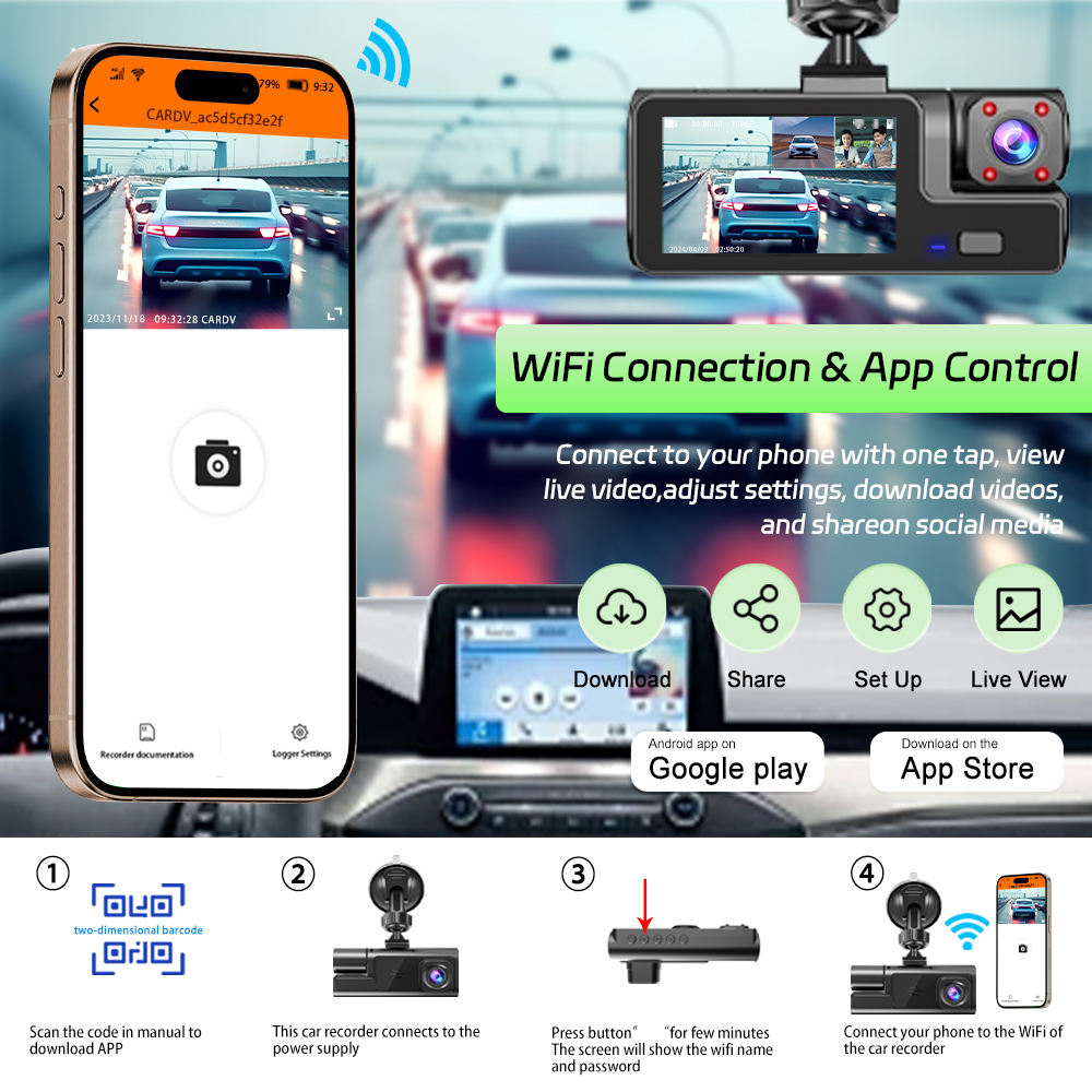 Yeni 3 Kameralı WIFI Araç Kame - Dash Cam 3 Channel 1080P incelemesi ve fiyatı
