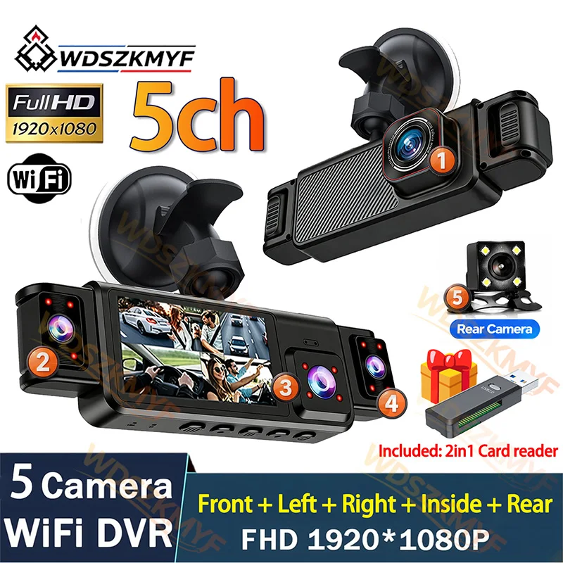Yeni 360 °   Araba DVR 5 Kanal - Dash Cam Mirror Backup Camera incelemesi ve fiyatı