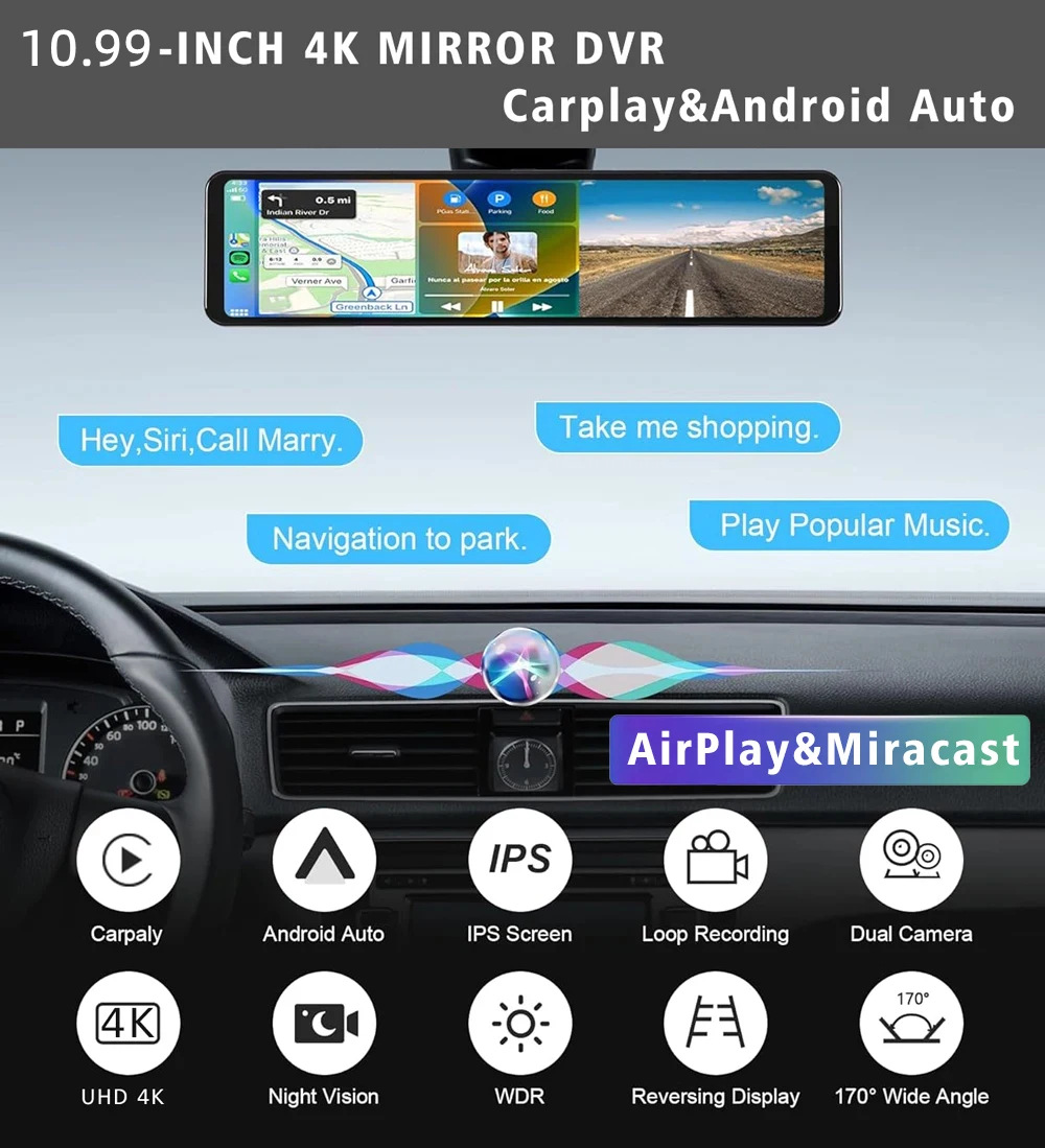 12 İnç 4K HD Carplay Araç Diki - Dash Cam Rear View Mirror 12 Inch incelemesi ve fiyatı