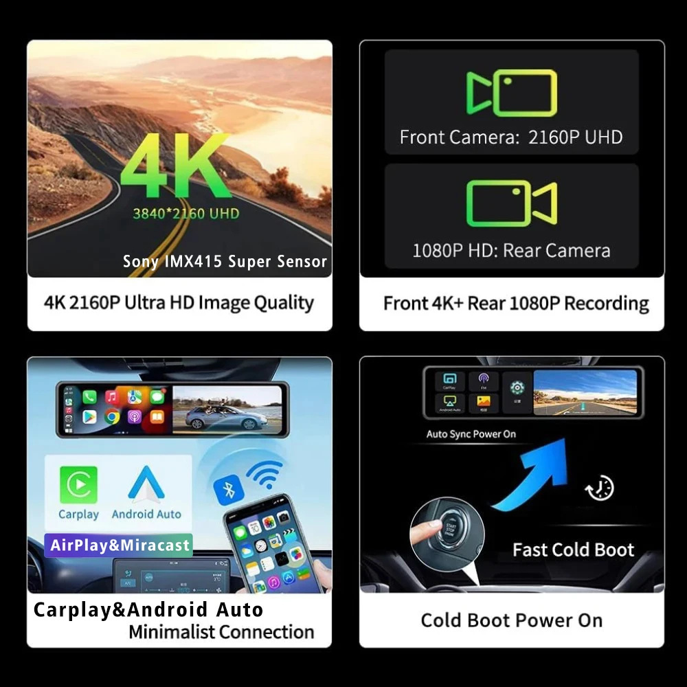 12 İnç 4K HD Carplay Araç Diki - Dash Cam Rear View Mirror 12 Inch incelemesi ve fiyatı