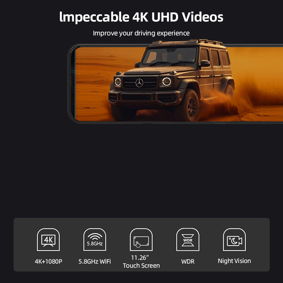 4K Dikiz Aynası Araç Kamerası  - Dash Cam Rear View Mirror 12 Inch incelemesi ve fiyatı
