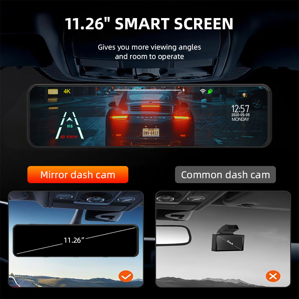 4K Dikiz Aynası Araç Kamerası  - Dash Cam Rear View Mirror 12 Inch incelemesi ve fiyatı