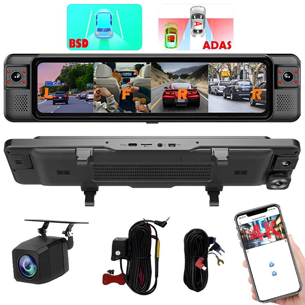 12 İnç Dokunmatik Araba DVR 4  - Dash Cam Rear View Mirror 12 Inch incelemesi ve fiyatı