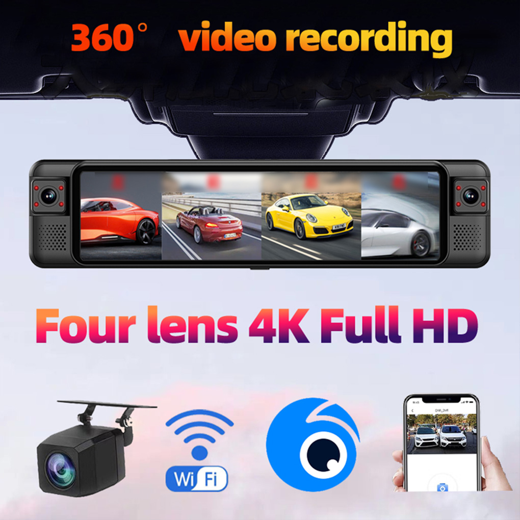 12 İnç Dokunmatik Araba DVR 4  - Dash Cam Rear View Mirror 12 Inch incelemesi ve fiyatı