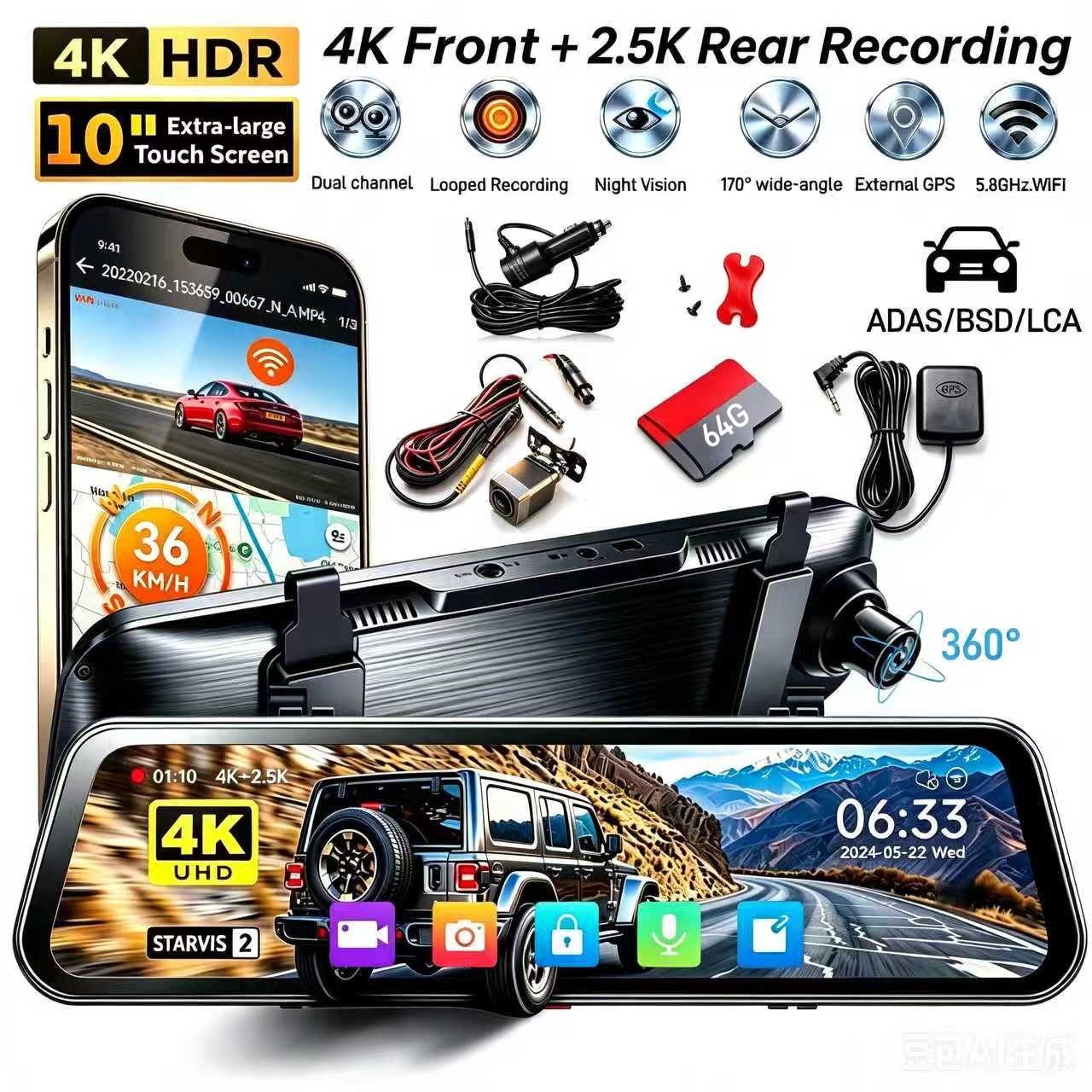 X10 PRO Aynalı Araç Kamerası,  - Dash Cam Mirror Backup Camera incelemesi ve fiyatı
