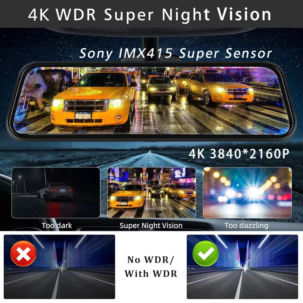10 İnç 4K 3840*2160P Araç Kame - Dual Dash Cam With Gps Wifi incelemesi ve fiyatı