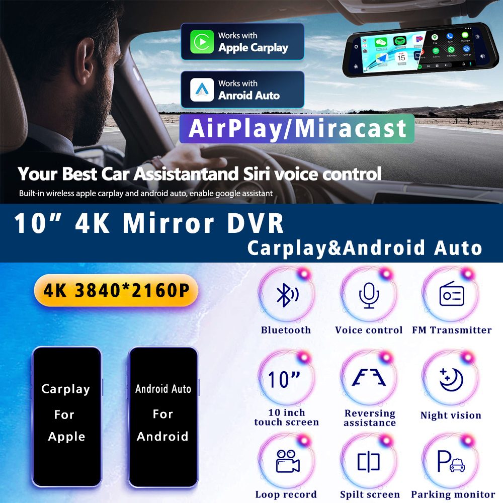 10 İnç 4K 3840*2160P Araç Kame - Dual Dash Cam With Gps Wifi incelemesi ve fiyatı