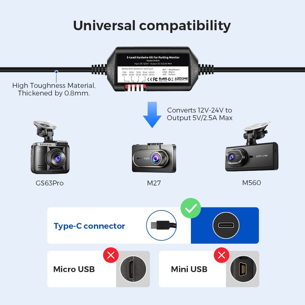 AZDOME JYX05 Araba DVR Kayıt K - Dash Cam Hardwire Kit incelemesi ve fiyatı