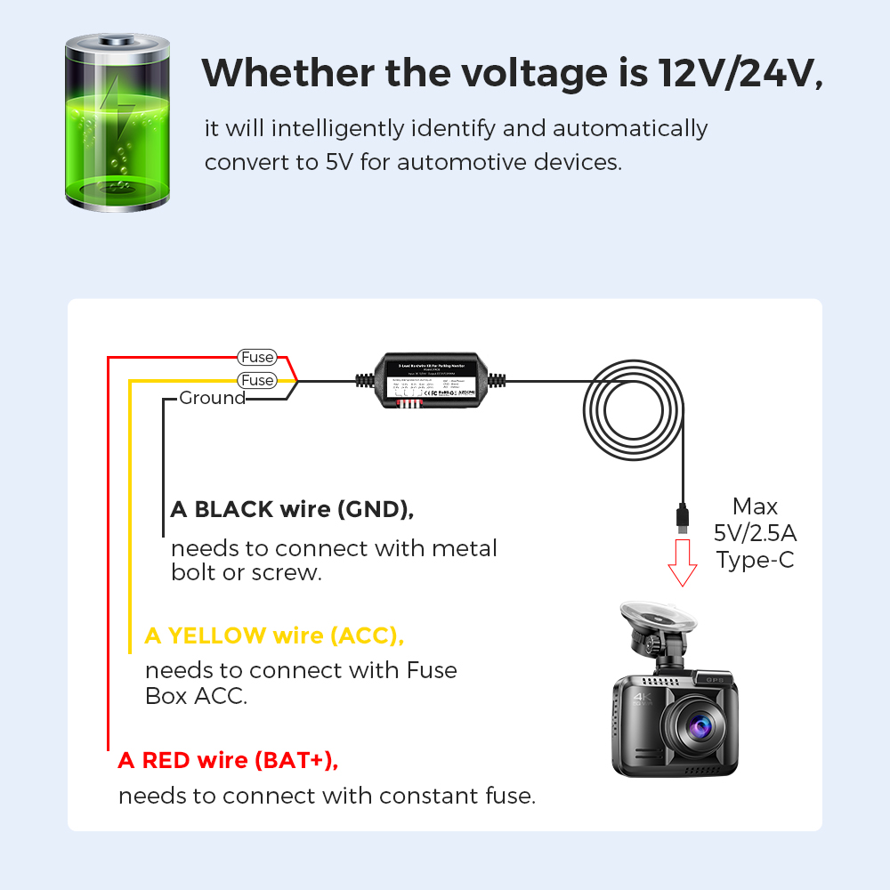 AZDOME JYX05 Araba DVR Kayıt K - Dash Cam Hardwire Kit incelemesi ve fiyatı