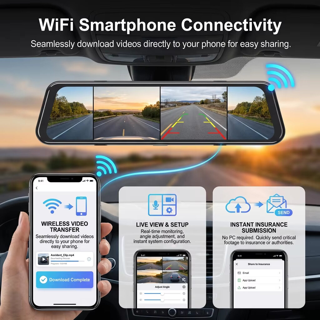 EKLEVA 12 İnç 4K Süper HD Diki - Dash Cam Rear View Mirror 12 Inch incelemesi ve fiyatı