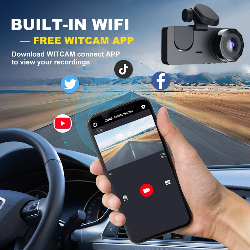 Üçlü Lens WiFi Dashcam 2/3 Kan - Dash Cam 3 Channel 1080P incelemesi ve fiyatı