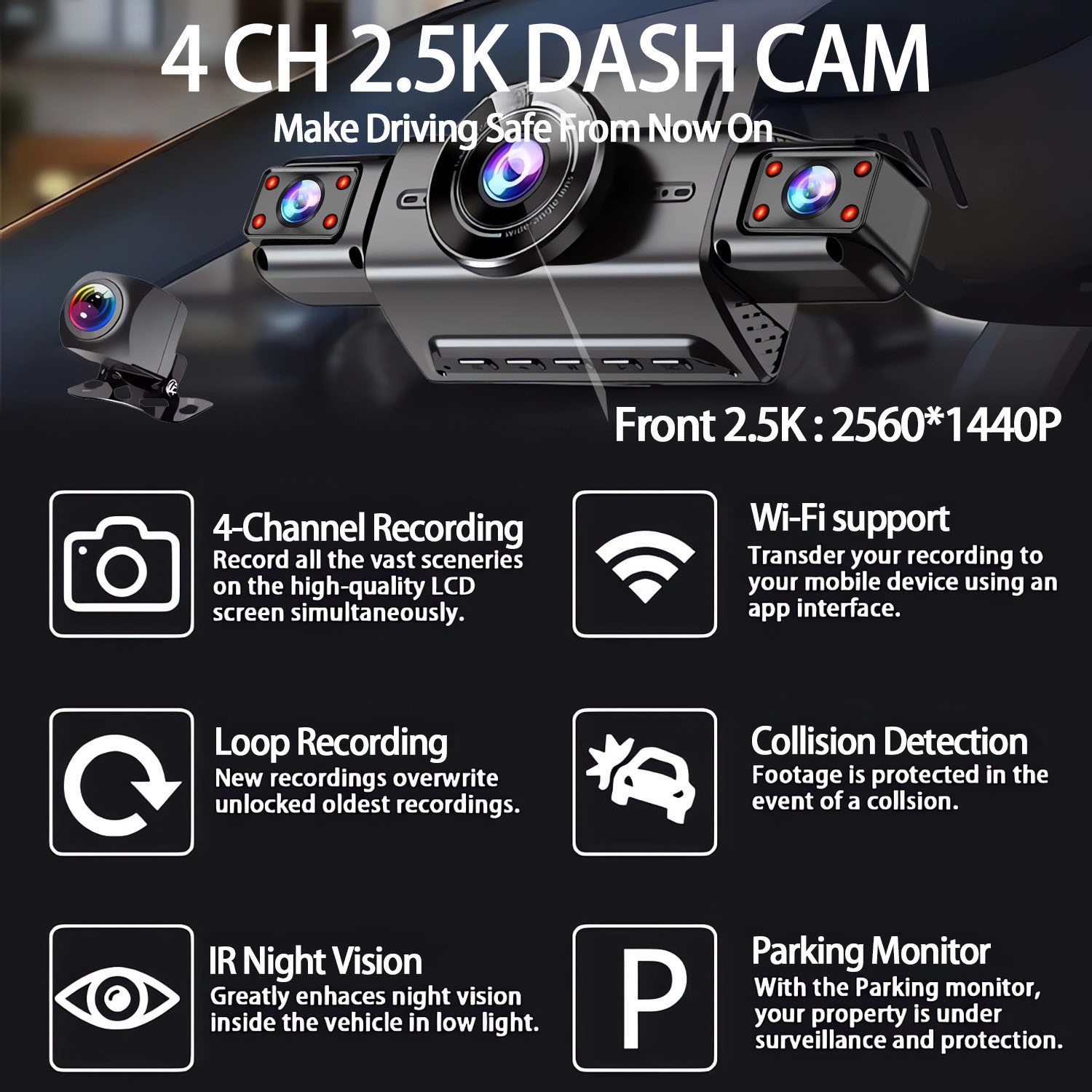 2.5K 4 Lensli 360 Derece Araç  - Dash Cam 360 Degree Panoramic incelemesi ve fiyatı