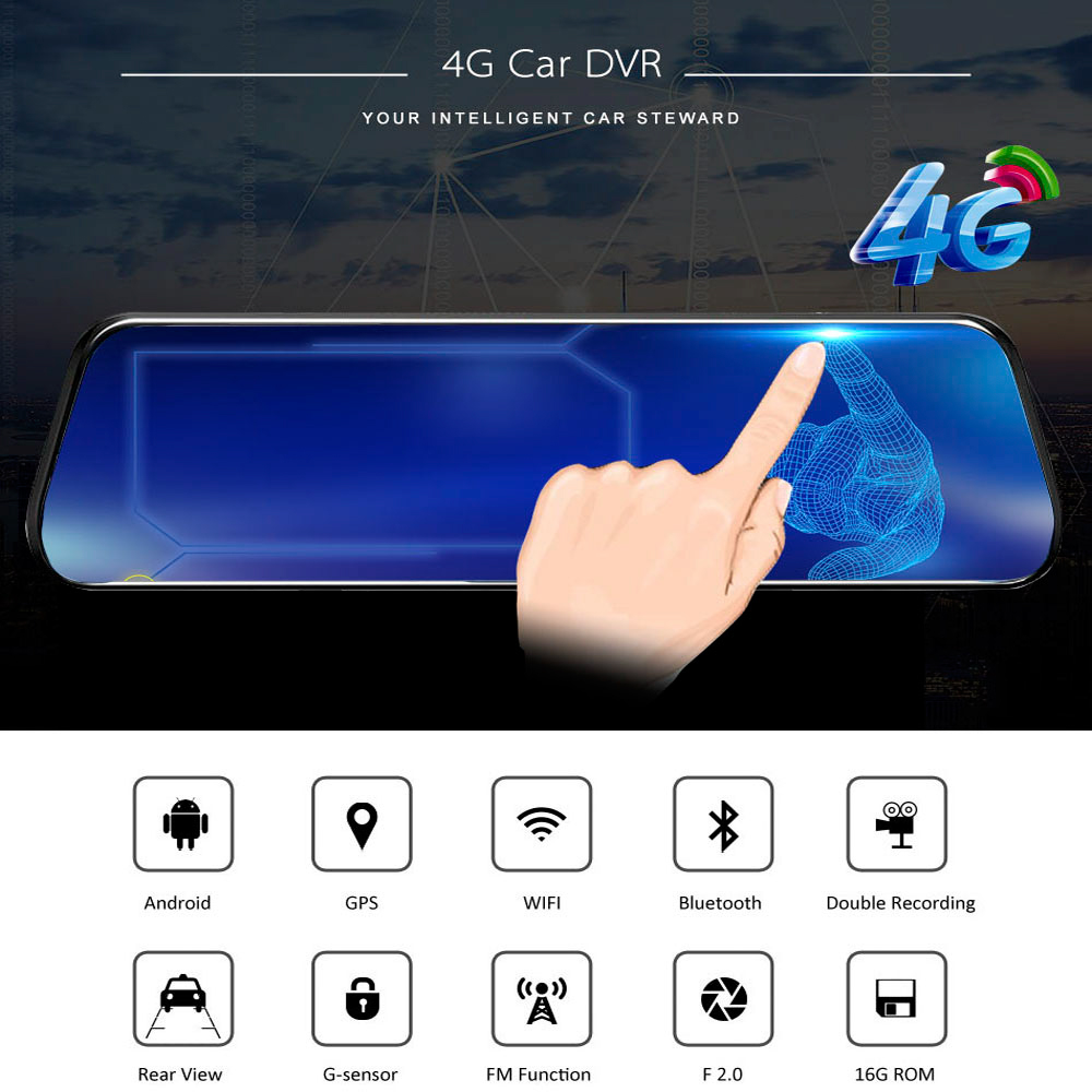 HGDO 10 ''4G Android çizgi kam - Dual Dash Cam With Gps Wifi incelemesi ve fiyatı