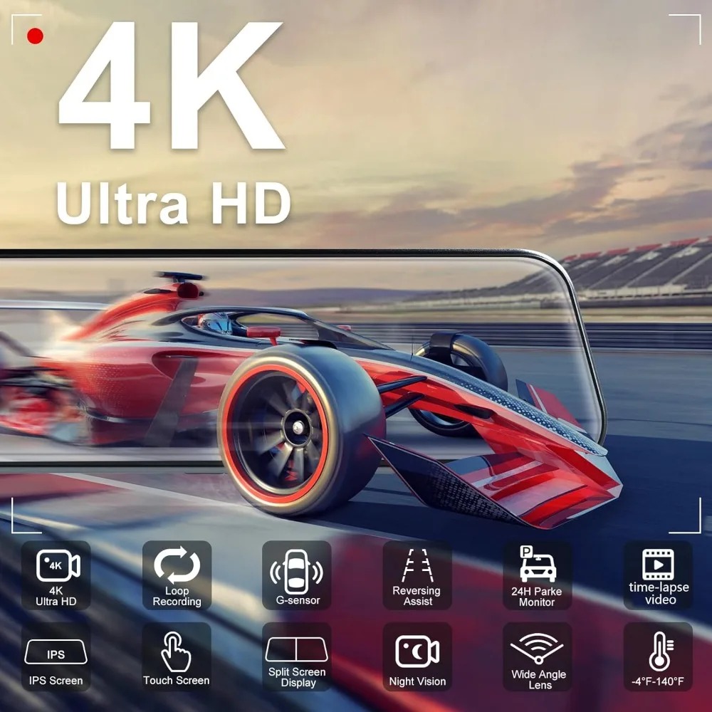 4K10'' dokunmatik ekran dikiz  - Dash Cam Front And Rear 4K incelemesi ve fiyatı