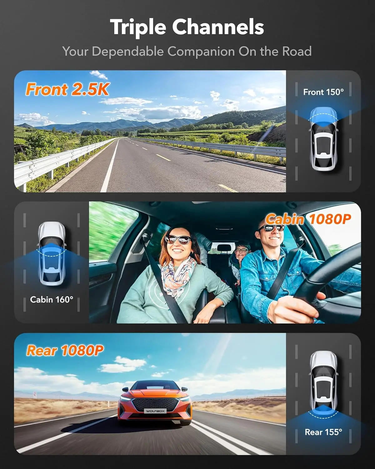 Wolfbox I07 4K Ön ve İç Kamera - Dash Cam 3 Channel 1080P incelemesi ve fiyatı