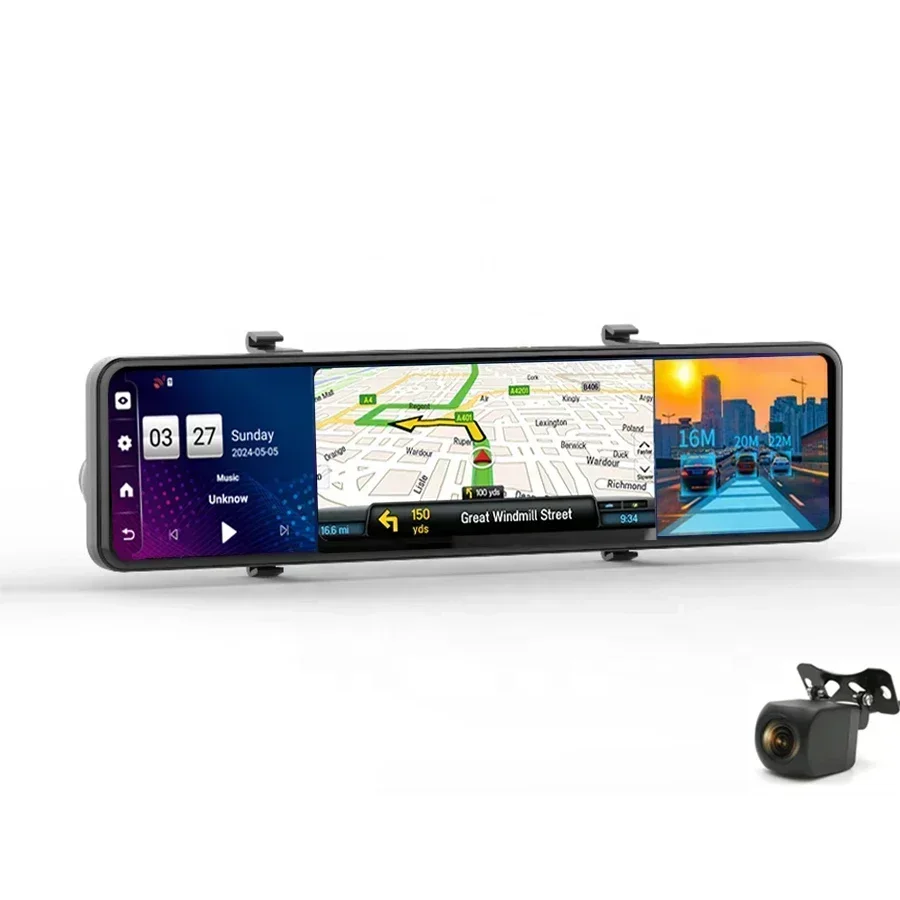 12 İnç Araç Kamerası 4G GPS Na - Dash Cam Rear View Mirror 12 Inch incelemesi ve fiyatı