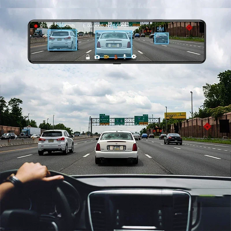 12 İnç Araç Kamerası 4G GPS Na - Dash Cam Rear View Mirror 12 Inch incelemesi ve fiyatı
