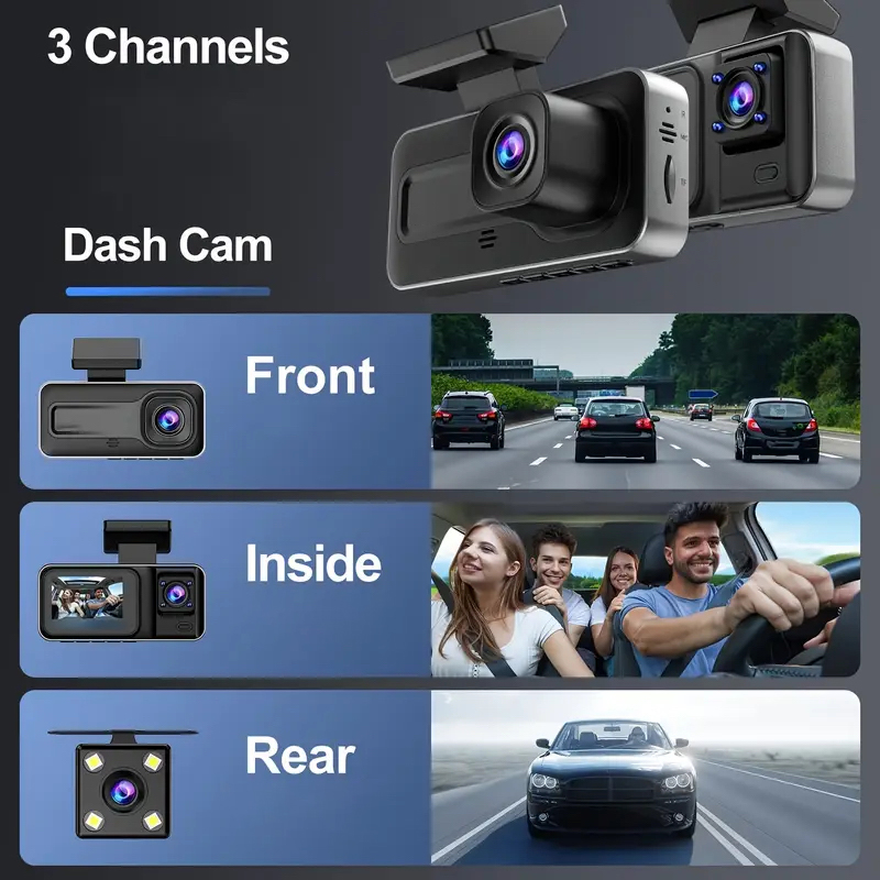 Arabalar için 3 Kanallı Araç K - Dash Cam 3 Channel 1080P incelemesi ve fiyatı